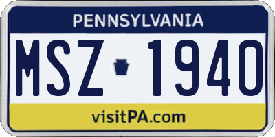 PA license plate MSZ1940