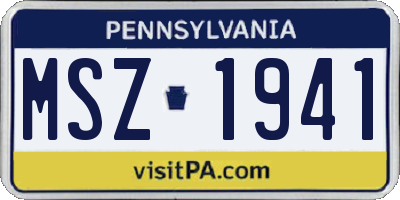 PA license plate MSZ1941