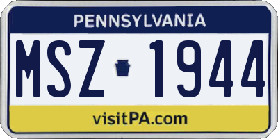 PA license plate MSZ1944