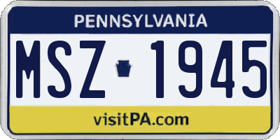 PA license plate MSZ1945