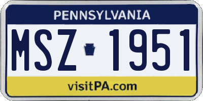 PA license plate MSZ1951