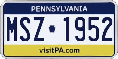 PA license plate MSZ1952