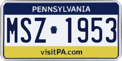 PA license plate MSZ1953