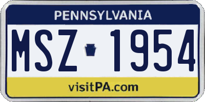 PA license plate MSZ1954