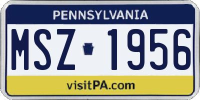 PA license plate MSZ1956