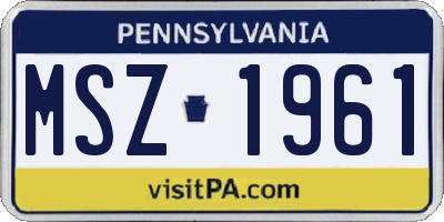 PA license plate MSZ1961