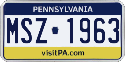 PA license plate MSZ1963