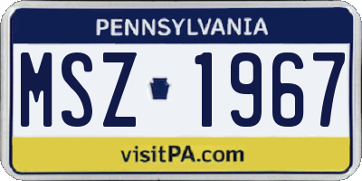 PA license plate MSZ1967