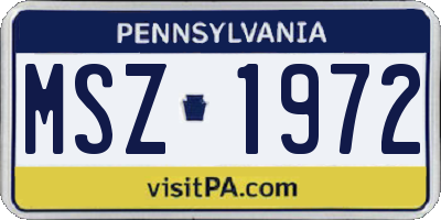 PA license plate MSZ1972