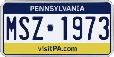 PA license plate MSZ1973