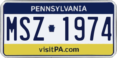 PA license plate MSZ1974