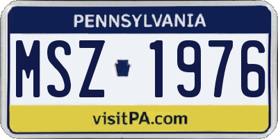 PA license plate MSZ1976