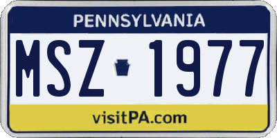 PA license plate MSZ1977