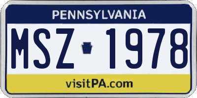 PA license plate MSZ1978