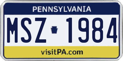 PA license plate MSZ1984