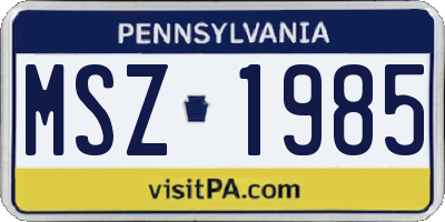 PA license plate MSZ1985