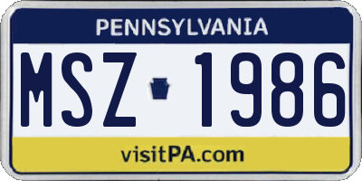 PA license plate MSZ1986
