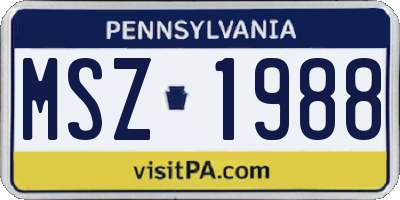 PA license plate MSZ1988