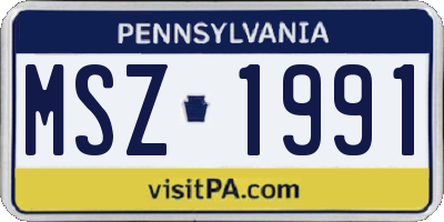 PA license plate MSZ1991