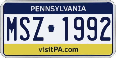 PA license plate MSZ1992