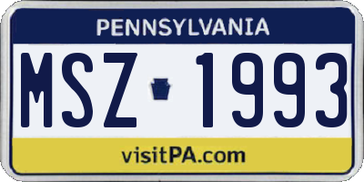 PA license plate MSZ1993