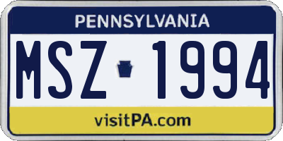 PA license plate MSZ1994