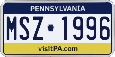 PA license plate MSZ1996