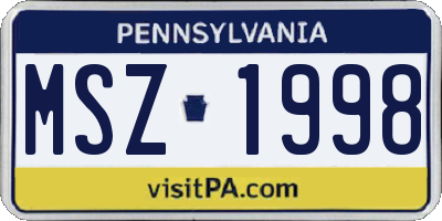PA license plate MSZ1998