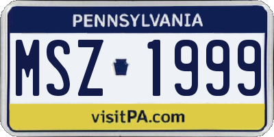 PA license plate MSZ1999