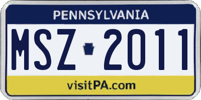 PA license plate MSZ2011