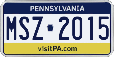 PA license plate MSZ2015