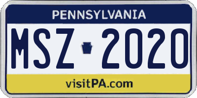 PA license plate MSZ2020