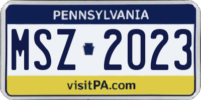 PA license plate MSZ2023