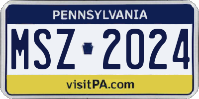 PA license plate MSZ2024