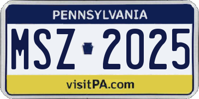 PA license plate MSZ2025