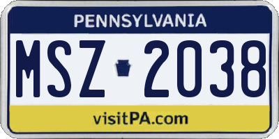 PA license plate MSZ2038
