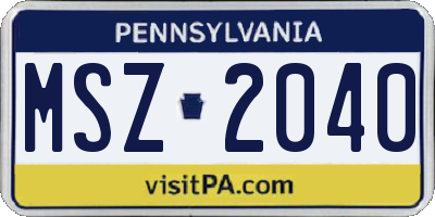 PA license plate MSZ2040