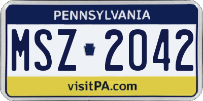 PA license plate MSZ2042