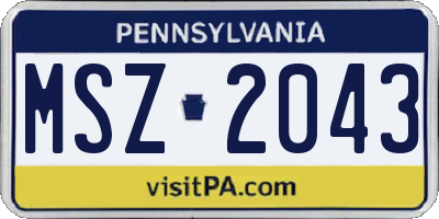PA license plate MSZ2043