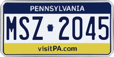 PA license plate MSZ2045