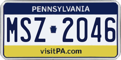 PA license plate MSZ2046