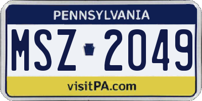 PA license plate MSZ2049