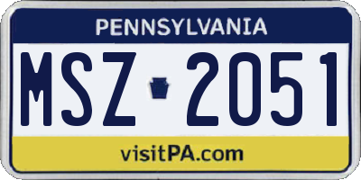 PA license plate MSZ2051