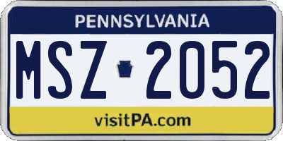 PA license plate MSZ2052