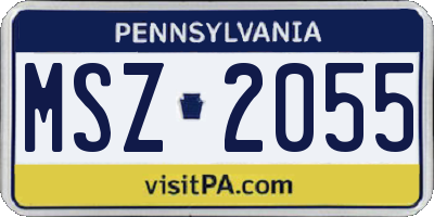 PA license plate MSZ2055