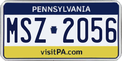 PA license plate MSZ2056