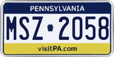 PA license plate MSZ2058
