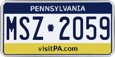 PA license plate MSZ2059