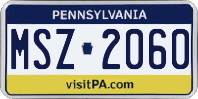 PA license plate MSZ2060