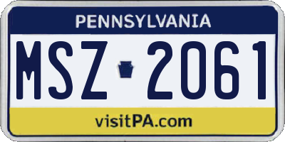 PA license plate MSZ2061